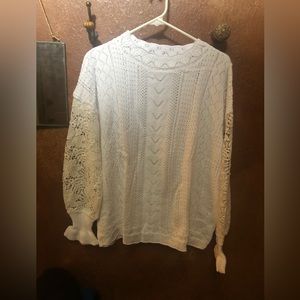 Zesica White Crochet Crew neck sweater Size Large